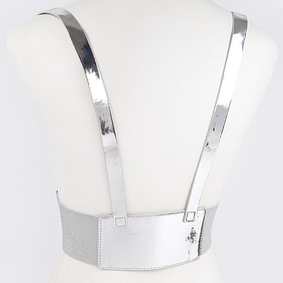 Plus Size Metallic Gold Vegan Leather Harness Waist Belt - Picture 5 of 7